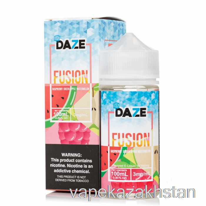 Vape Kazakhstan ICED Raspberry Green Apple Watermelon - 7 Daze Fusion - 100mL 3mg